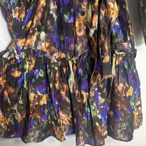 & Other Stories Watercolor Ruffle Midi Wrap Dress Womens Size 4 Boho - Picture 8 of 16